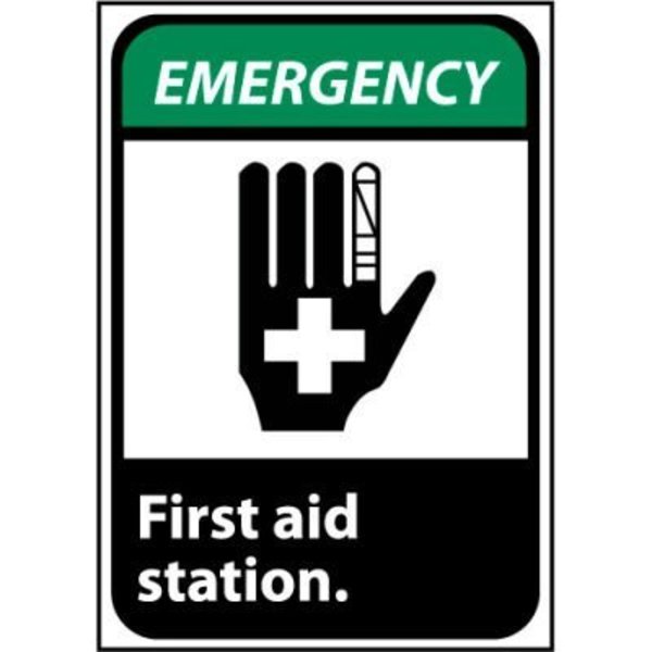 National Marker Co Emergency Sign 14x10 Rigid Plastic - First Aid Station EGA3RB